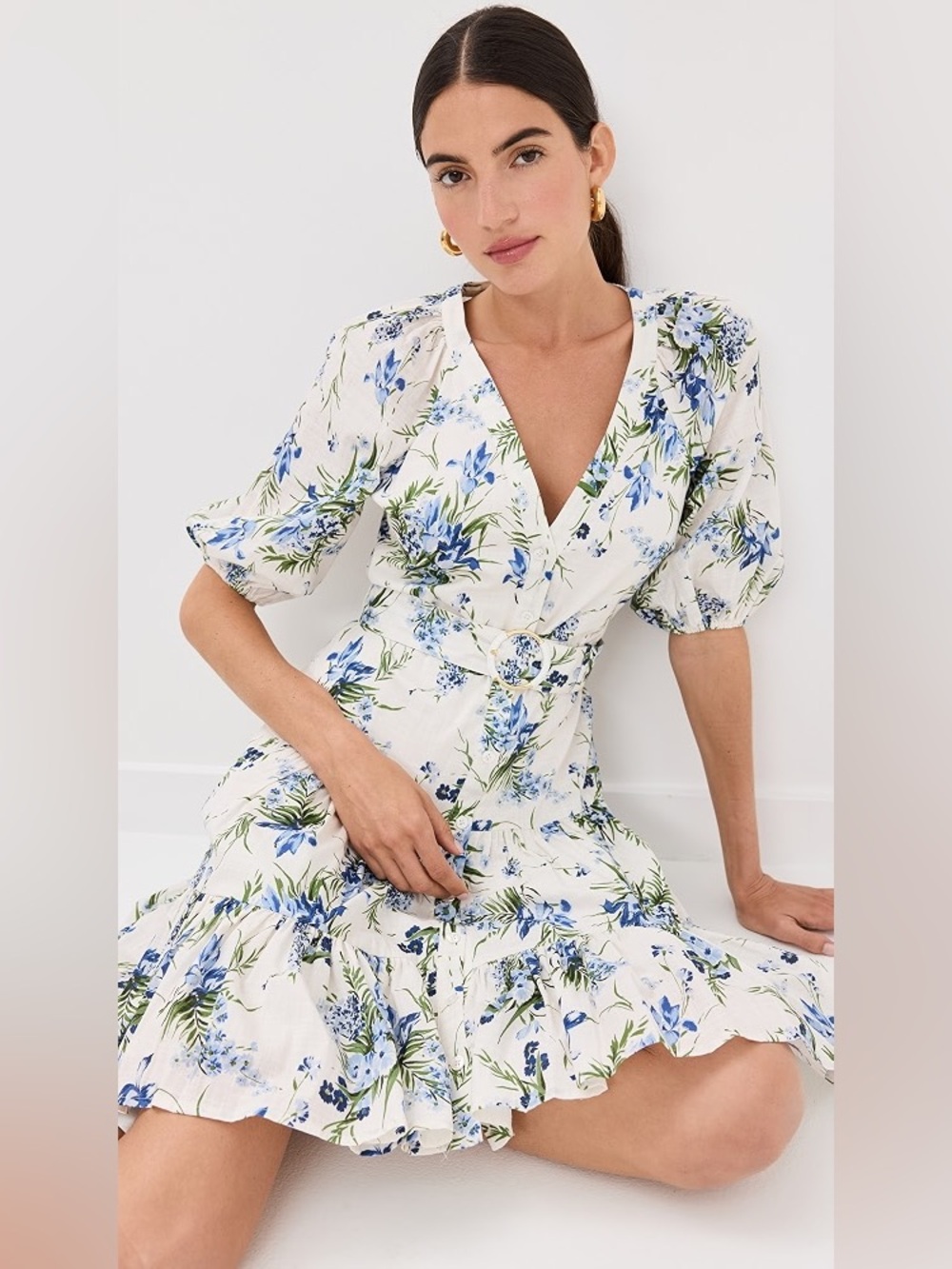 VERONICA BEARD • NWT Dewey dress white blue floral Size 12